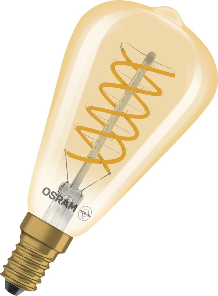 OSRAM LED Lampe Edison Vintage 1906 Spiral ST48, 4,8W, E14, gold, Spiraldraht, Leselampe, Wandbeleuchtung, Retro-Interieur, Wohnzimmer, Designleuchte