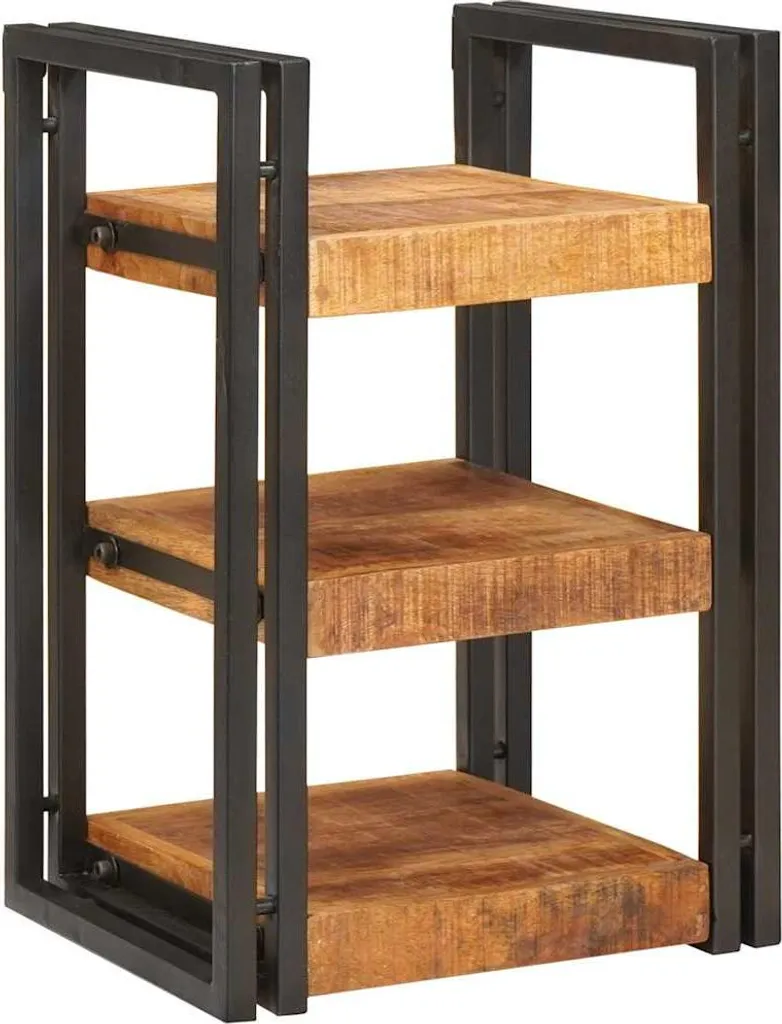 Chevet bois de manguier pour rangement chambre adulte marron et noir