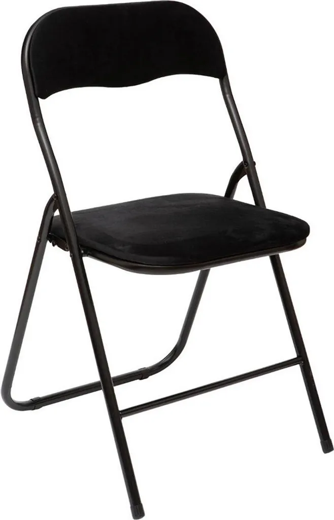 Chaise pliante en velours noir Barbe : l'élégance du textile haut de gamme