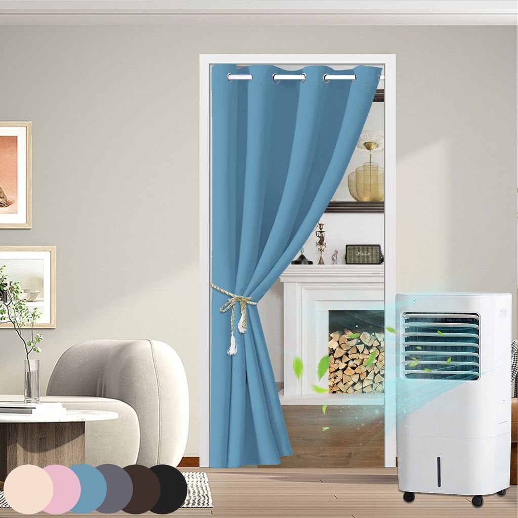 Türvorhang Blickdicht Thermo Ösen Vorhang Kälteschutz Gardine Raumteiler-Vorhänge Wohnzimmer Kinderzimmer 1 Stück Blau 132x244cm