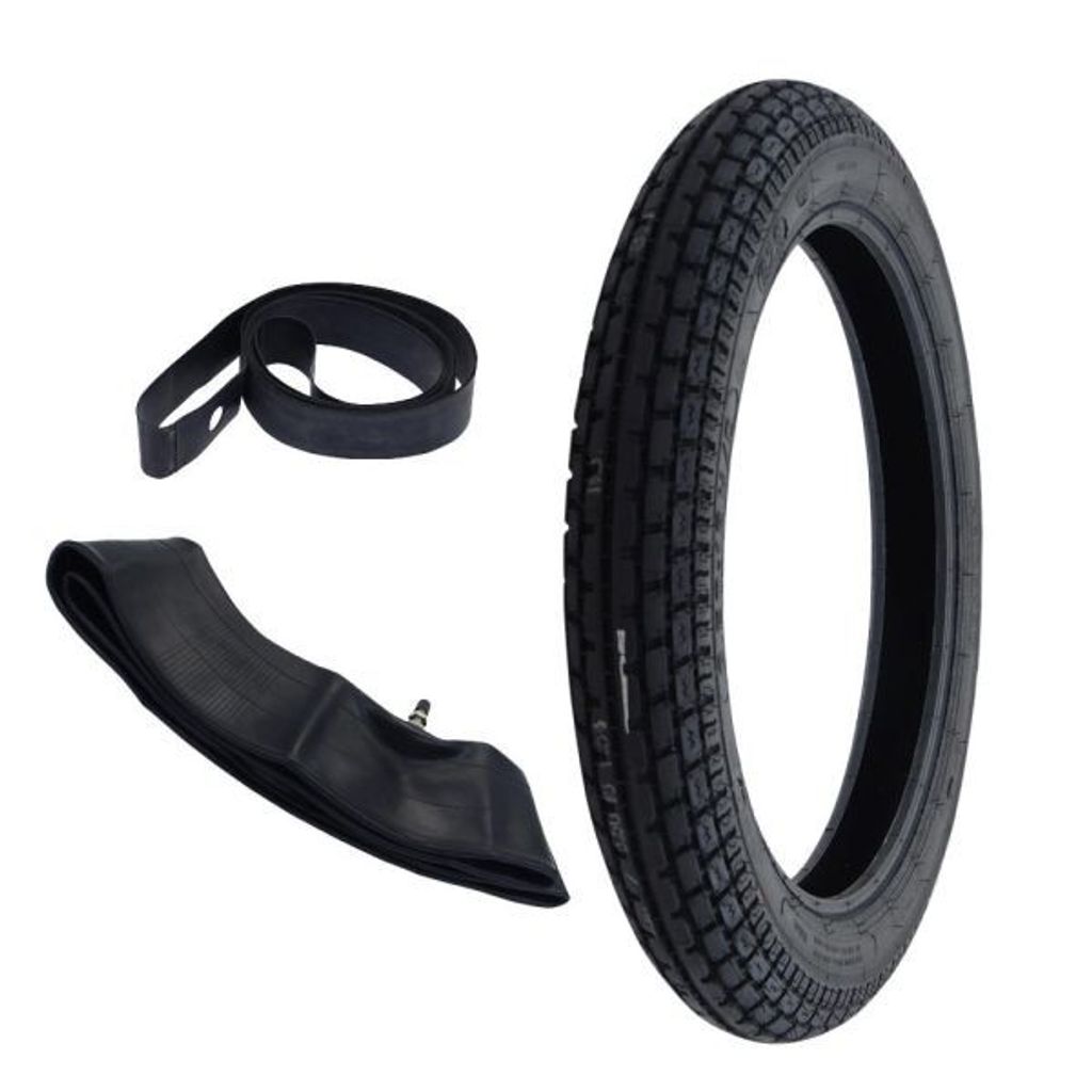 Heidenau K34 Vintage Motorradreifen + Schlauch + Felgenband 3.50-18 62S TT - Block-Rillenprofil