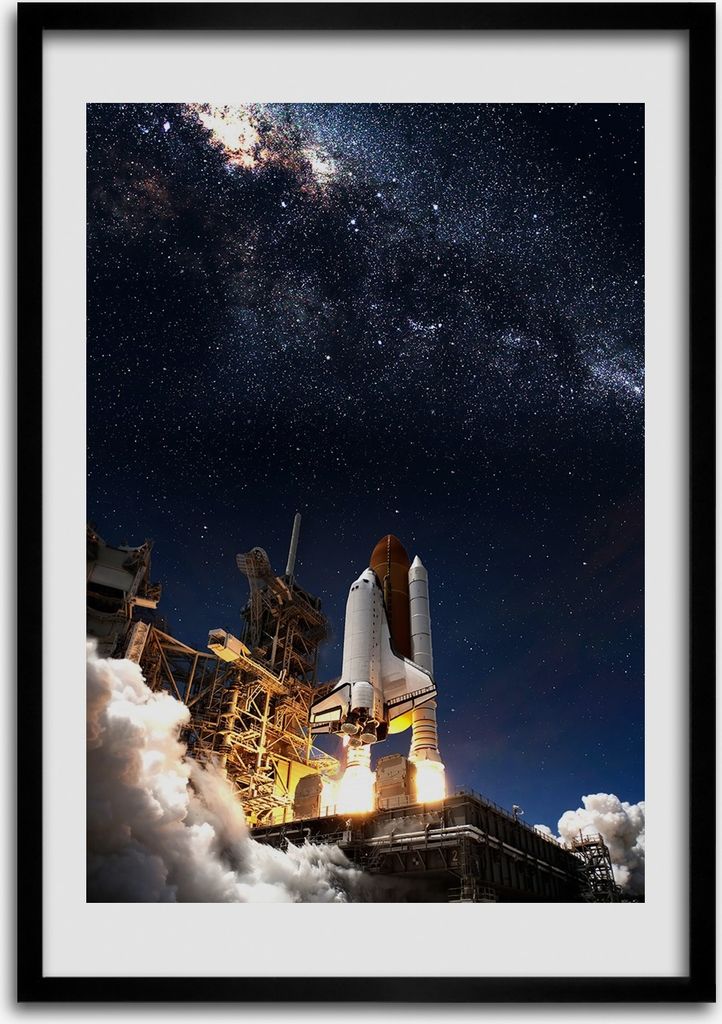 Bild - Bilderrahmen - 50 cm x 70 cm - MDF - Rahmen - Wandkunst Startrakete
