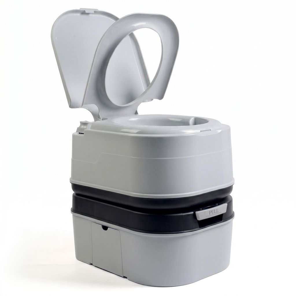 Briebe WC1195G Tragbare Campingtoilette 24L Chemietoilette, Klo für Camper, Camping, Caravan WC Grau
