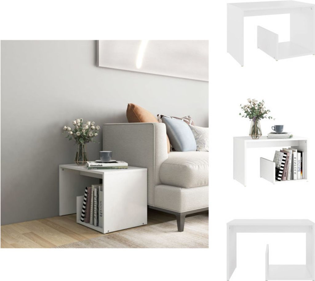 vidaXL Odkládací stolek bílý 59x36x38 cm materiál na bázi Obrázek produktu 