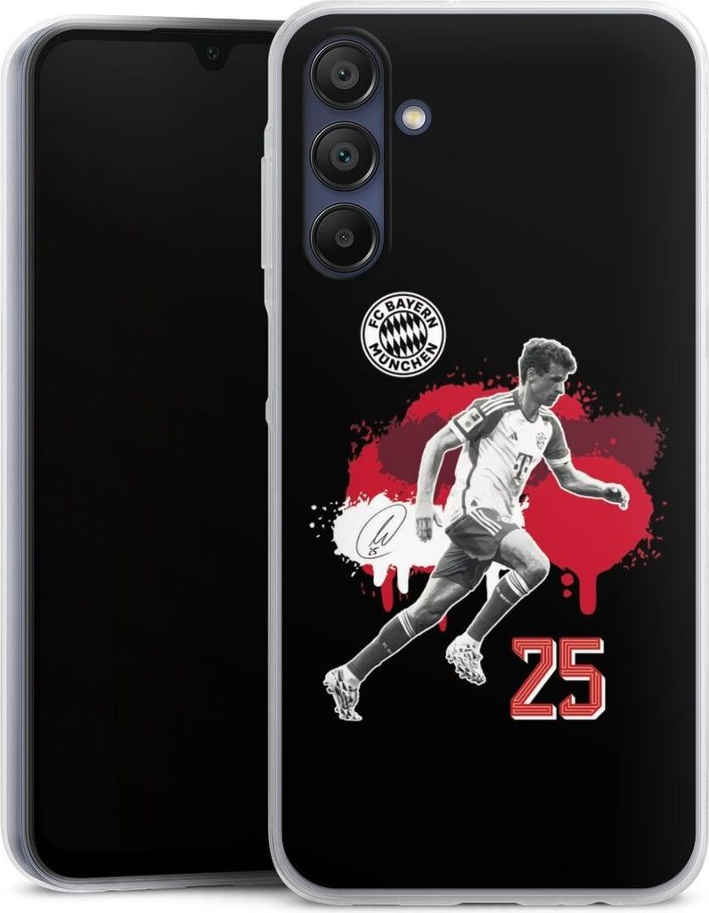 DeinDesign Slim Hülle für Samsung Galaxy A15 5G Silikon Case Ultra Dünn Handyhülle FC Bayern München Offizielles Lizenzprodukt Thomas Müller