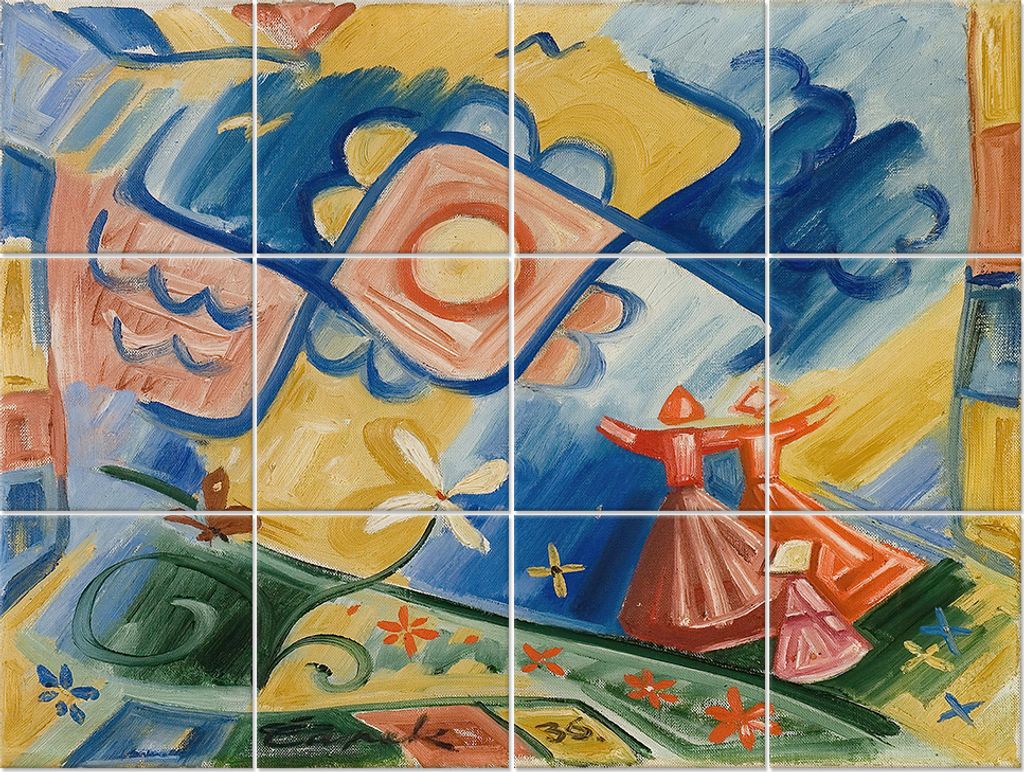 Legendarte - Multipanel Bilder Singende Mädchen - Josef Capek cm. 150x200 (12 Stück)