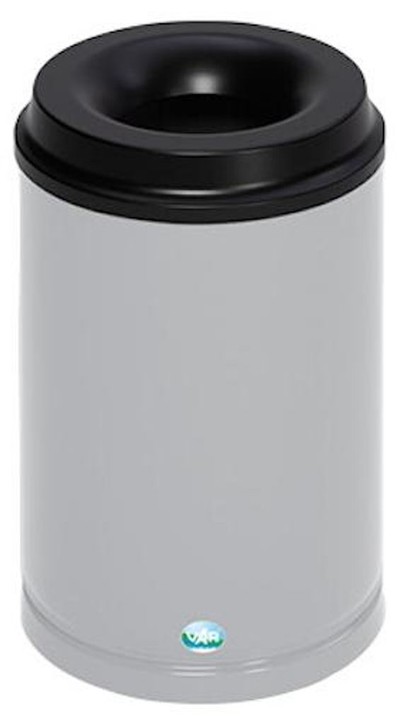 Selbstlöschender Papierkorb | 15 Liter, HxBxT 37x25x25cm | Verzinkter Stahl | Grau