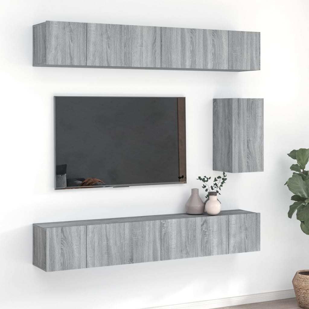 Maison Exclusive - 7-tlg. TV-Schrank-Set Grau Sonoma Holzwerkstoff