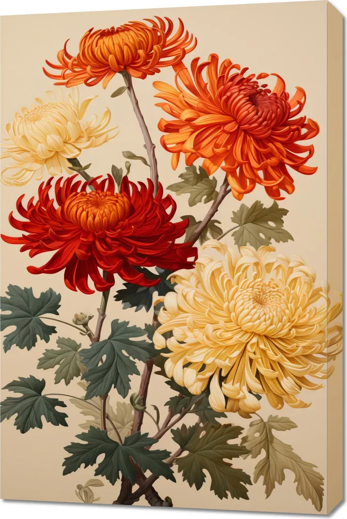 Sublimez vos murs vides avec l'image Chrysanthèmes dansants 60 x 90 cm