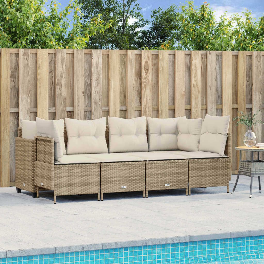 Maison Exclusive - 5-tlg. Garten-Sofagarnitur mit Kissen Beige Poly Rattan