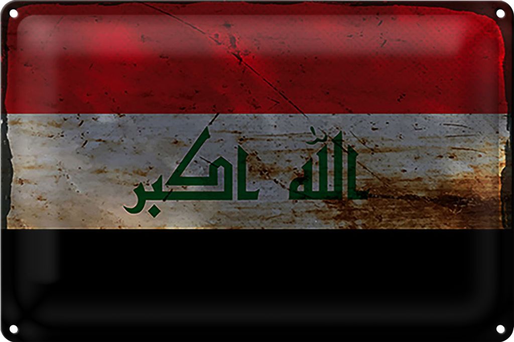 Blechschild Flagge Irak 40x30cm Flag of Iraq Rost
