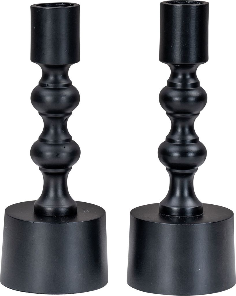 2er Set Kerzenhalter Schwarz Stabkerzen H17cm Metall Kerzenständer Tischdeko