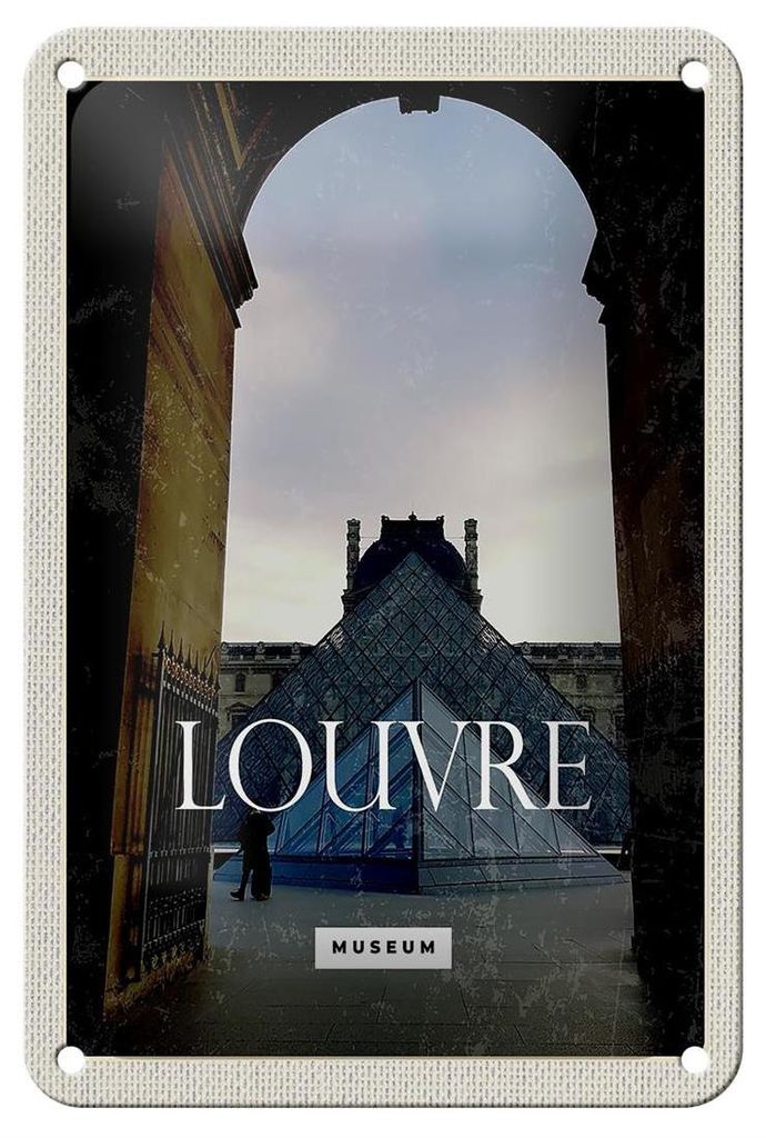 Blechschild Reise 12x18cm Louvre Museum Reiseziel Produktbild 
