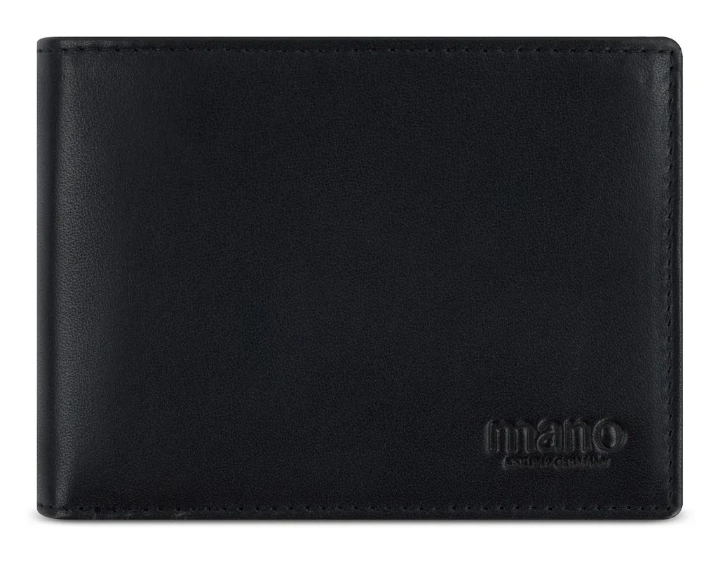 Coinwallet en cuir véritable noir anti-RFID avec rabat Don Andrea