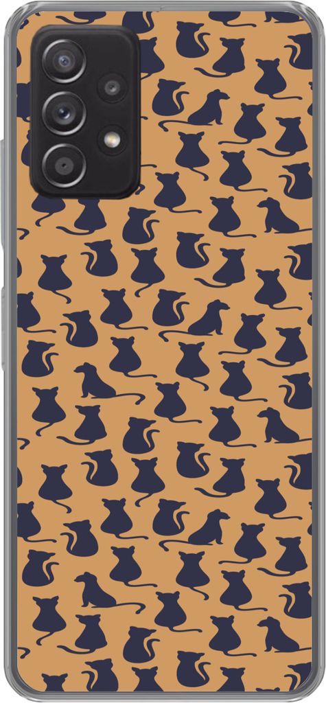 MuchoWow Handyhülle Schutzhülle Hülle für Telefoonhoesje Samsung Galaxy A33 5G Muster - Katze - Silhouette - Jungen - Mädchen - Kinder - Kin...