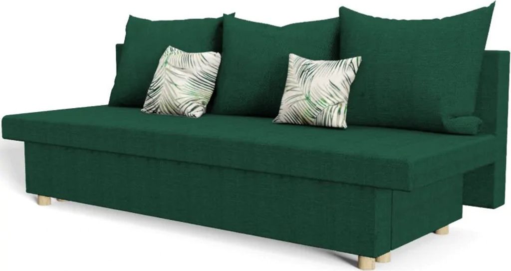 Schlafsofa ANTA, Sofa mit Schlaffunktion und Bettkasten, Klappsofa, Schlafcouch aus Veloursstoff, Couch in Frabe: Grün