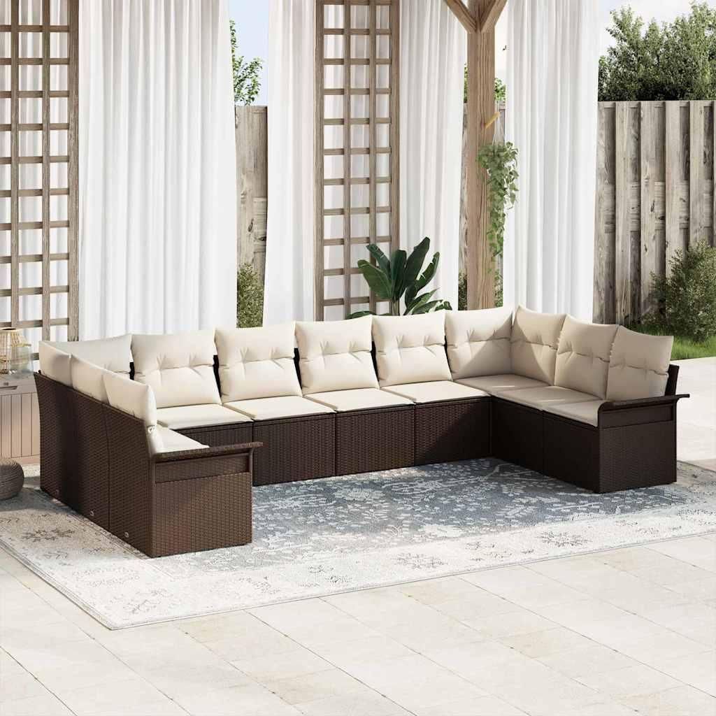 Maison Exclusive - Gartensofa-set mit Kissen 10 pcs Braun Poly-Rattan