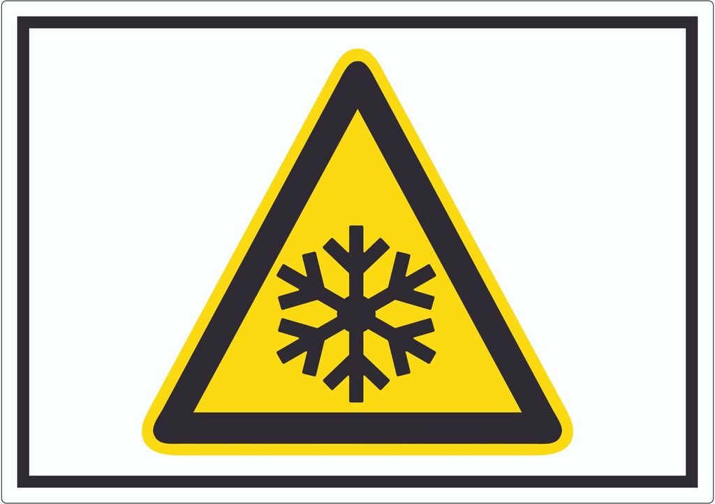 Achtung Kälte Symbol Aufkleber A5 (148x210mm)