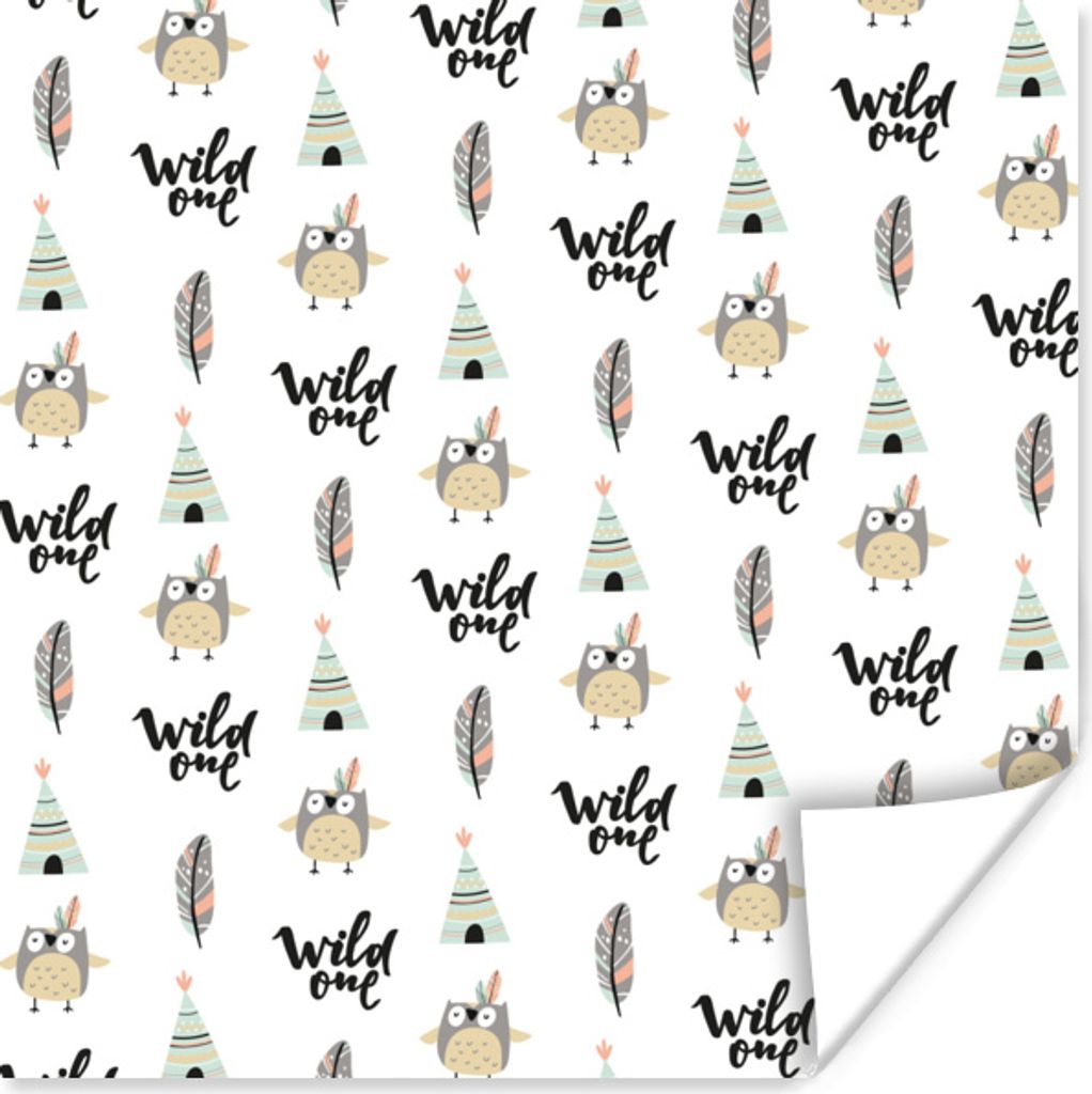MuchoWow Poster Eule - Zitat - Muster 50x50 cm - Wohnzimmerdekoration
