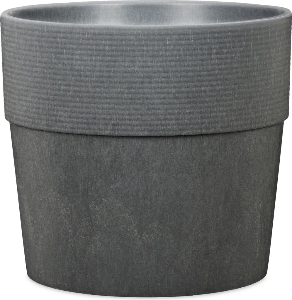 Scheurich Groove 30, Blumentopf/Pflanzkübel, rund, aus Kunststoff Farbe: Carbon, 28 cm Durchmesser, 26 cm hoch, 10 l Vol.