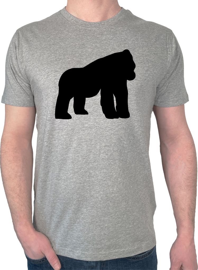 Huuraa Herren T-Shirt Gorilla Silhouette S Sport Grey Bio Baumwolle Fairtrade Herrenshirt Geschenkidee
