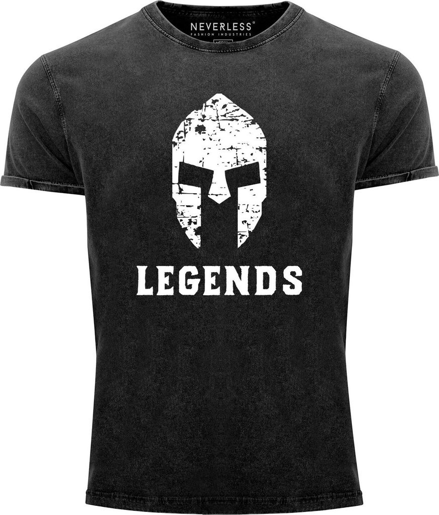Cooles Angesagtes Herren T-Shirt Sparta Legends Used Look Slim Fit Neverless schwarz XXL
