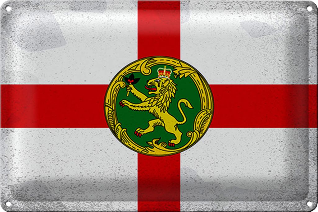 Blechschild Flagge Alderney 18x12cm Flag Alderney Vintage