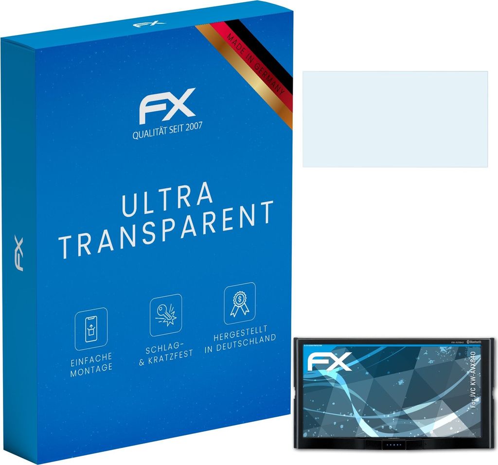 atFoliX FX-Clear 2x Schutzfolie kompatibel mit JVC KW-AVX840 Displayschutzfolie