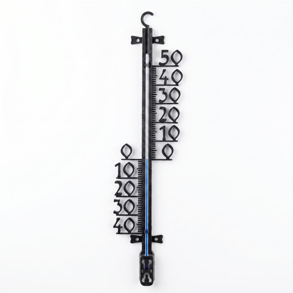 47cm XL Außenthermometer Analog Kunststoff Schwarz Produktbild 