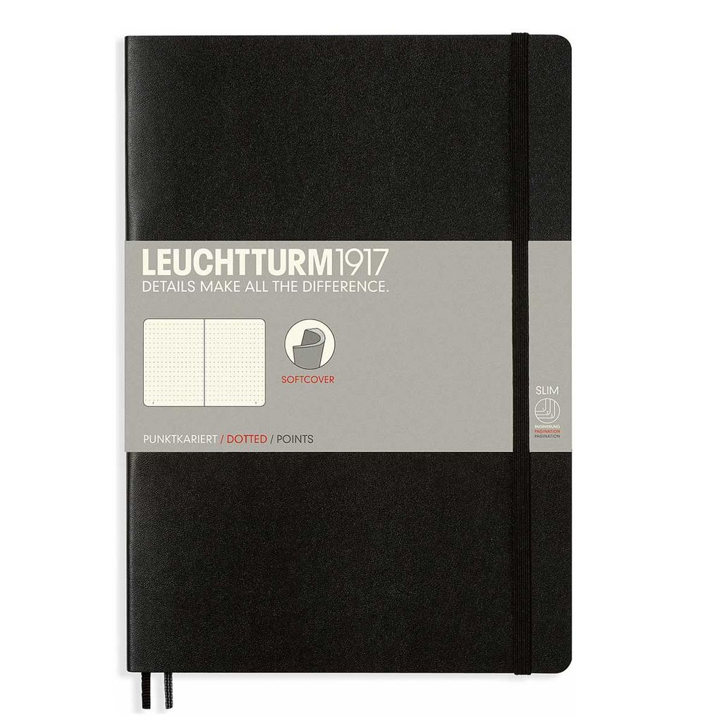 Leuchtturm 349298, Einfarbig, Schwarz, B5, 121 Blätter, 80 g/m², Softcover