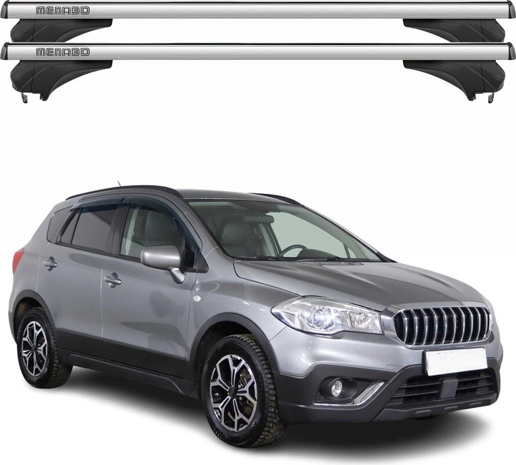 Menabo Dachträger Grundtäger für Suzuki SX4 S-Cross 2013-2021 Alu Silber 2 tlg