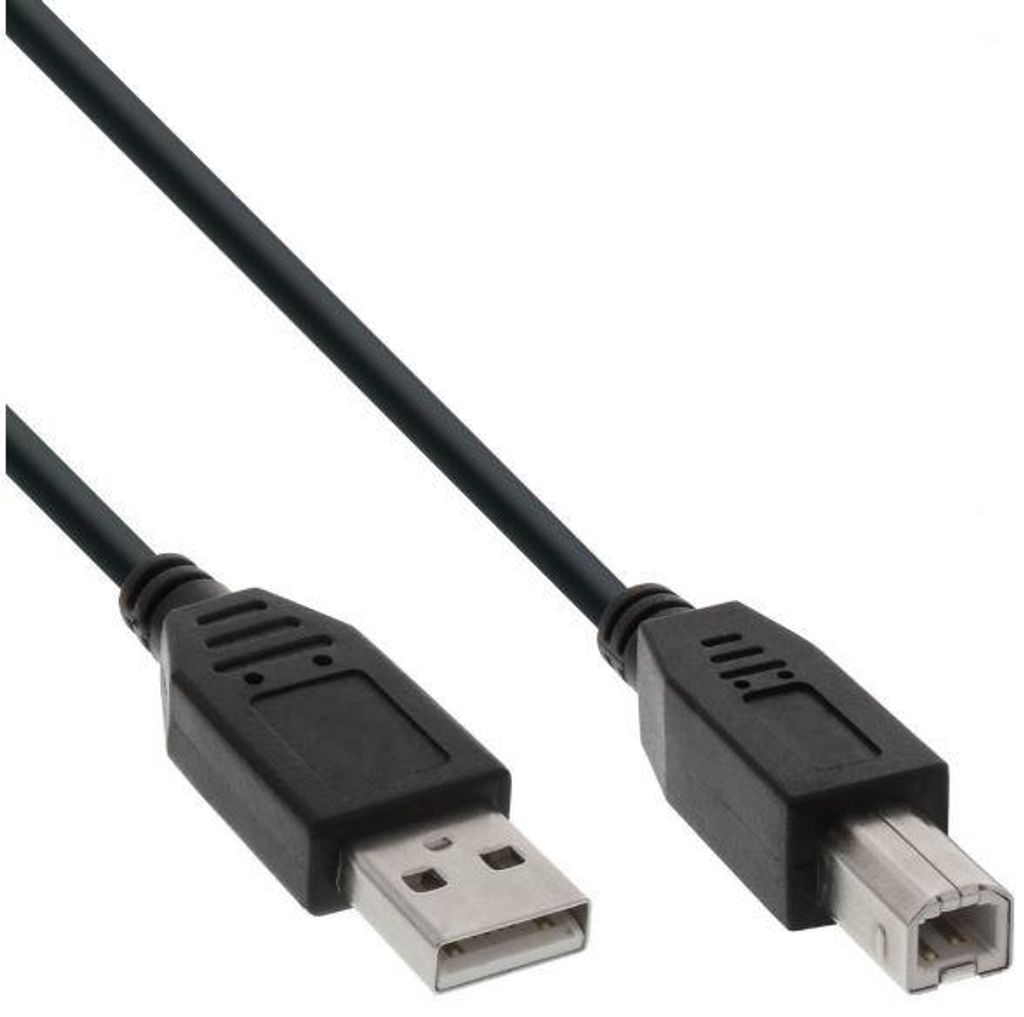 InLine USB 2.0 Kabel, A an B, schwarz, 2m, 2 m, USB A, USB Produktbild 