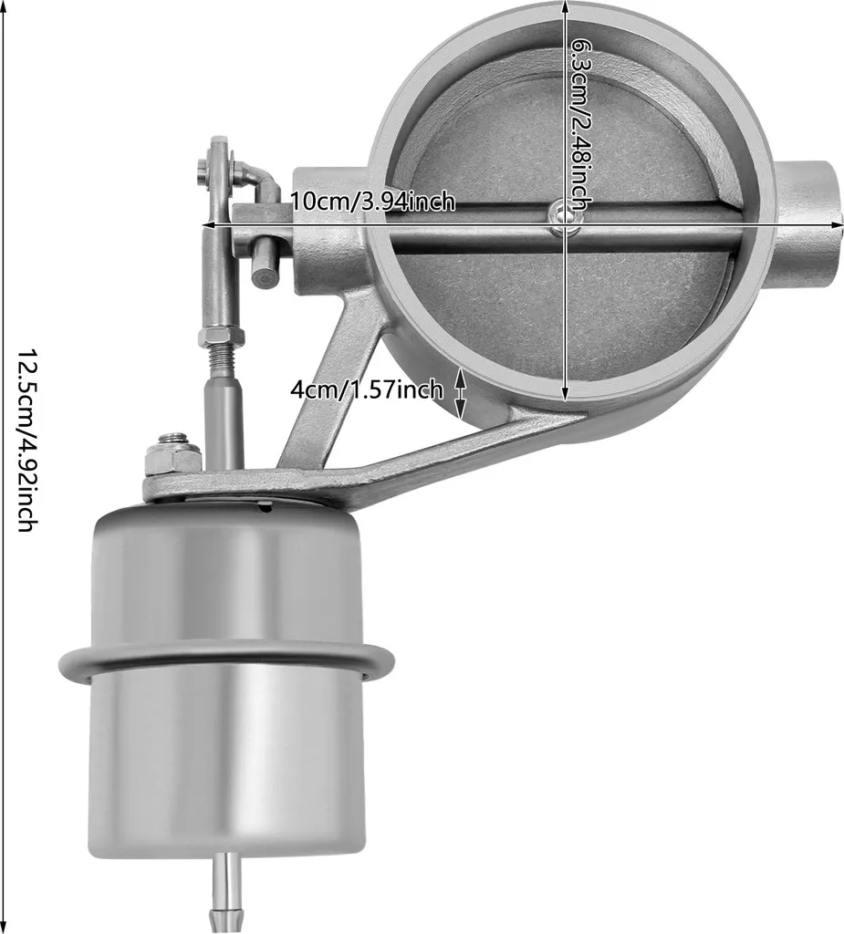 Valve d'échappement électrique 63mm en métal argenté avec commande