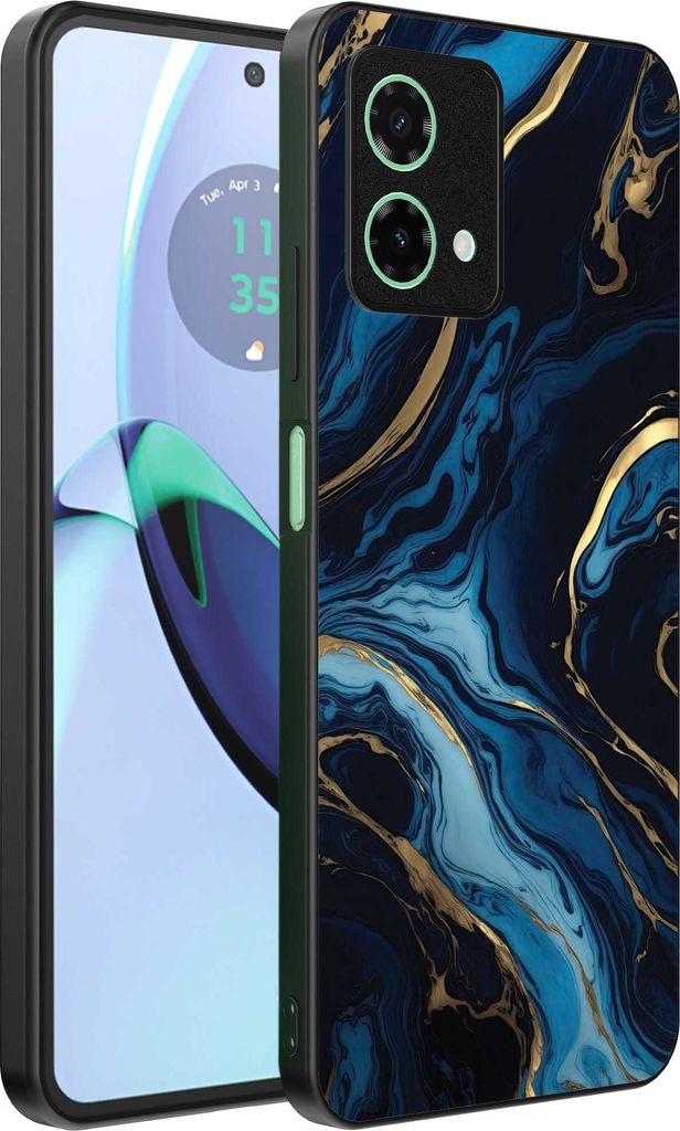 Geeignet für Motorola Moto G84 Telefon Fall mit Marmor Druck - TPU zurück Abdeckung Fall Gold blau Marmor Design - Gold Blau - Smartphonica