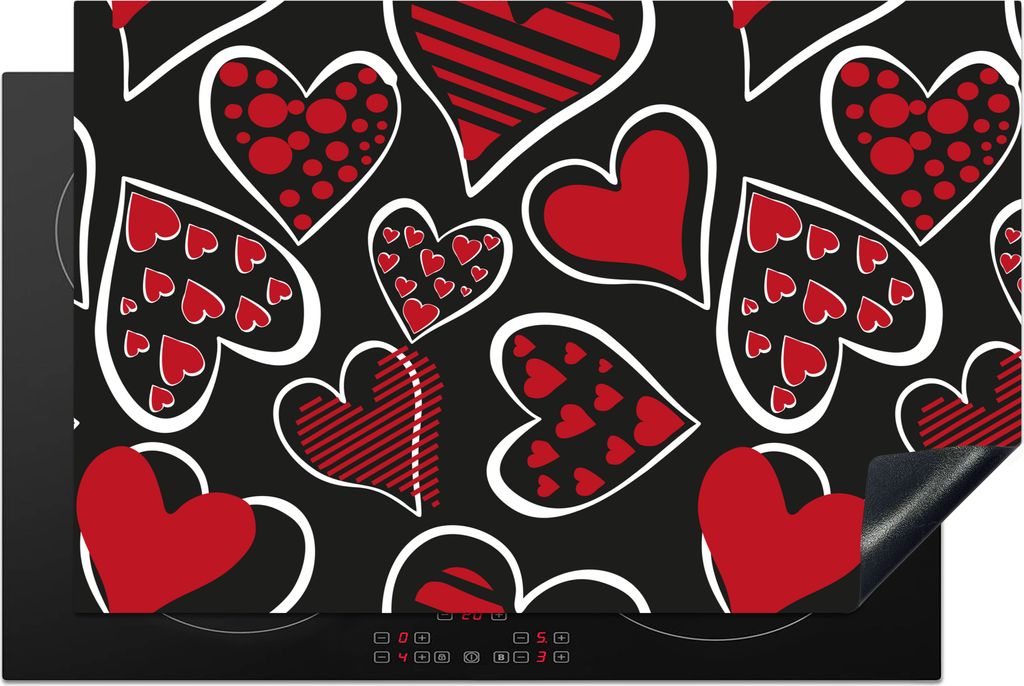 KitchenYeah Herdabdeckplatte Mädchen - Herz - Liebe - Muster - Mädchen - Kinder - Kind , 80x52cm, Küche Deko, Glaskeramikkochfeld Herdabdeckun...