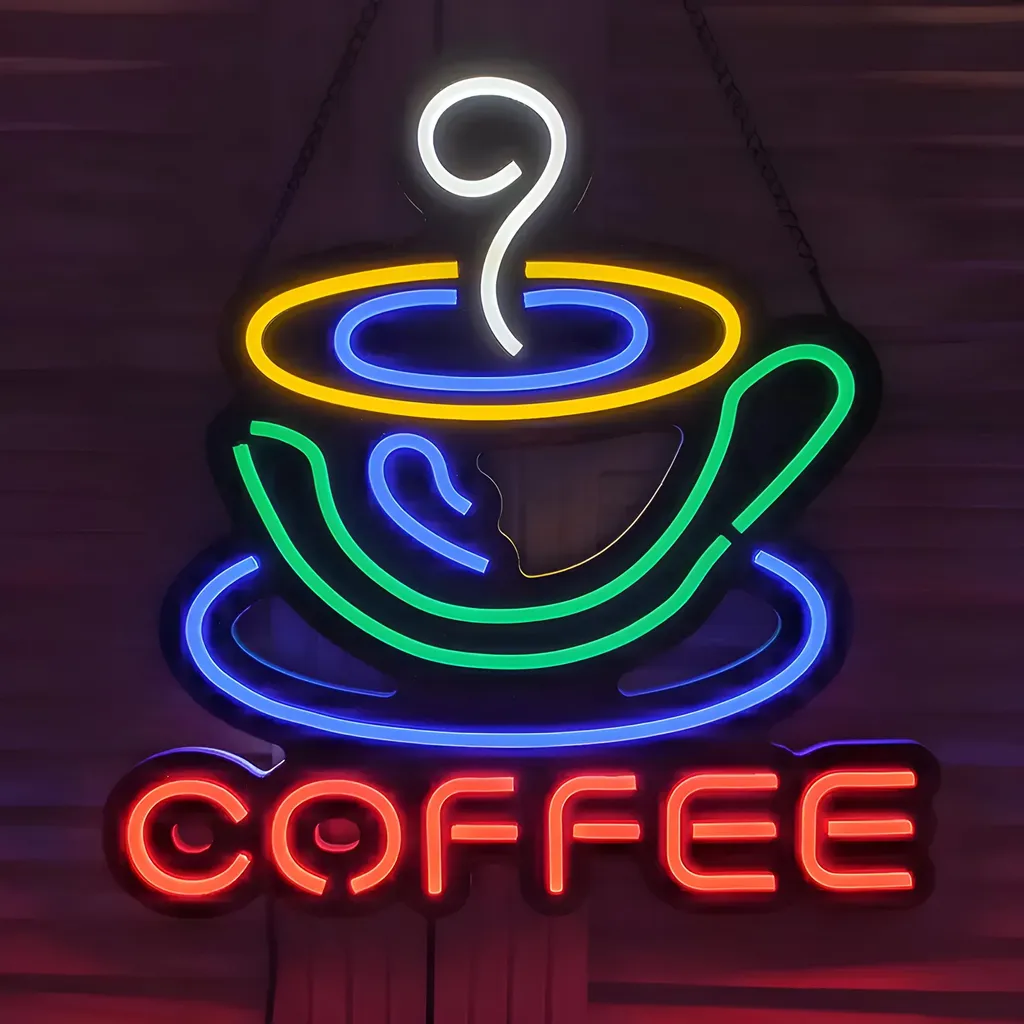 Néon LED Multicolore Coffee 38x38cm - Éclairage Mural Suspendu Design