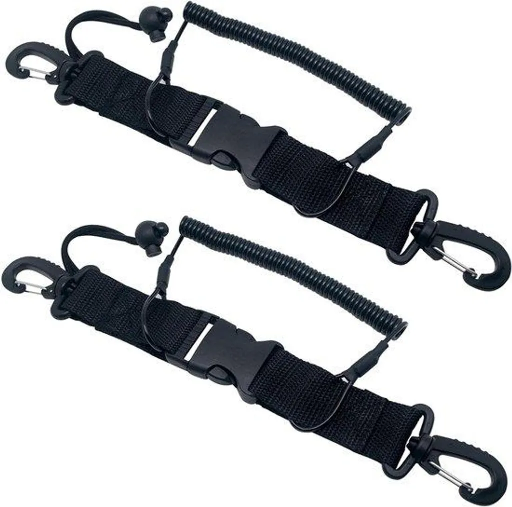 2 Cordes de Plongée avec Mousqueton Taille L Noires - Fixations Solides