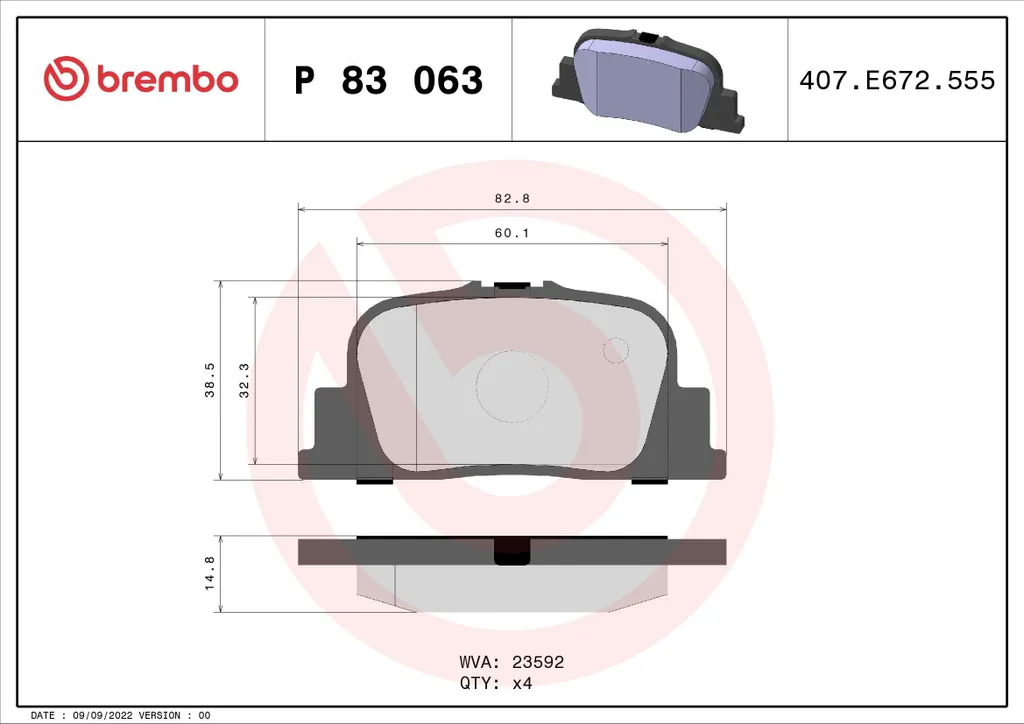 Plaquettes de frein avant haute qualité pour Toyota Camry V2 Brembo