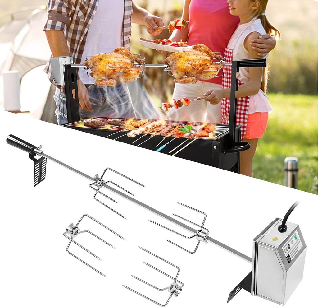NAIZY Grillspieß Set 107 cm inkl. 4X Fleischnadeln und Produktbild 