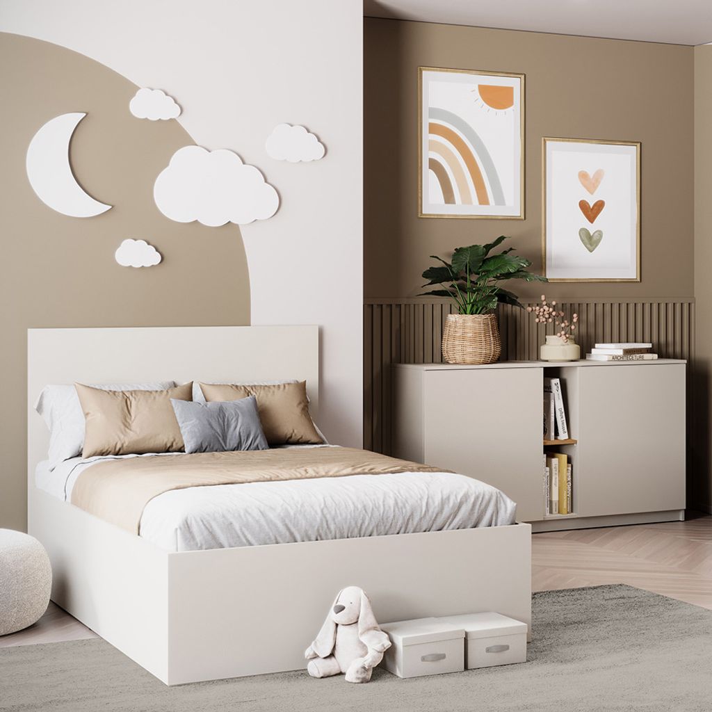 Jugendzimmer Set 2-teilig FIER-129 mit Bett 120x200cm in kaschmir mit Eiche