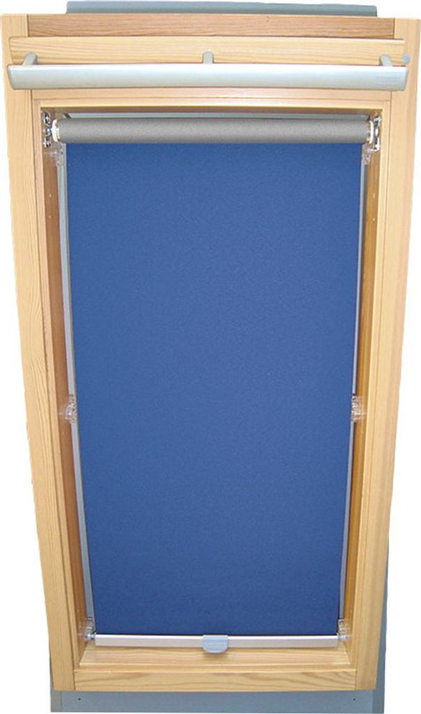 Rollo THERMO für VELUX Dachfenster VK/VE/VS - 035 Typ I - Baujahr ab März 1984 - Blau - mit Haltekrallen