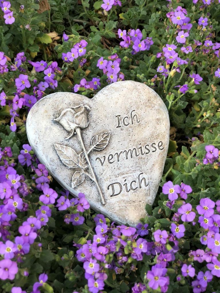 Grabherz Grabengel Spruch - Ich vermisse Dich - Grabschmuck Grabdeko Trauerherz