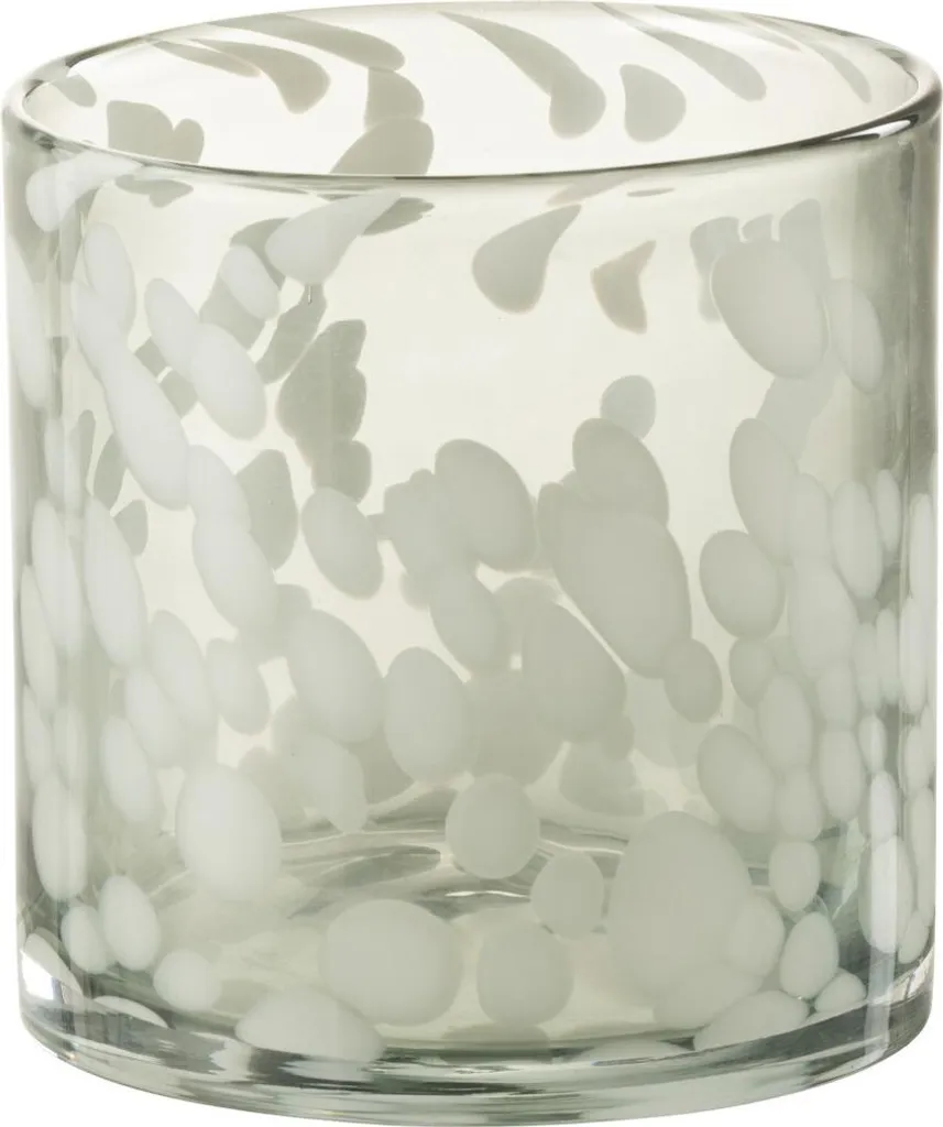 Photophore en Verre Design J-Line Taché Gris et Blanc Ø12cm Petit