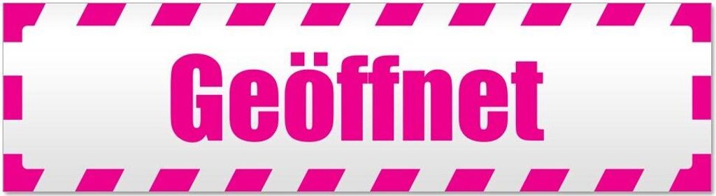 Kiwistar Geöffnet gestreift Magnetschild Schild magnetisch - 60cm Pink - Magnetfolie für Auto PKW Kfz
