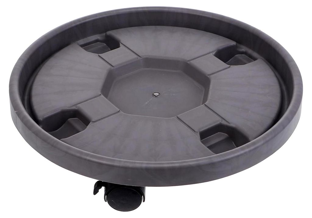 Mobiler Blumentopfständer Rund 36cm Kunststoff Vasenregal mit Universalrollen und Wasserspeicher für Pflanzen
