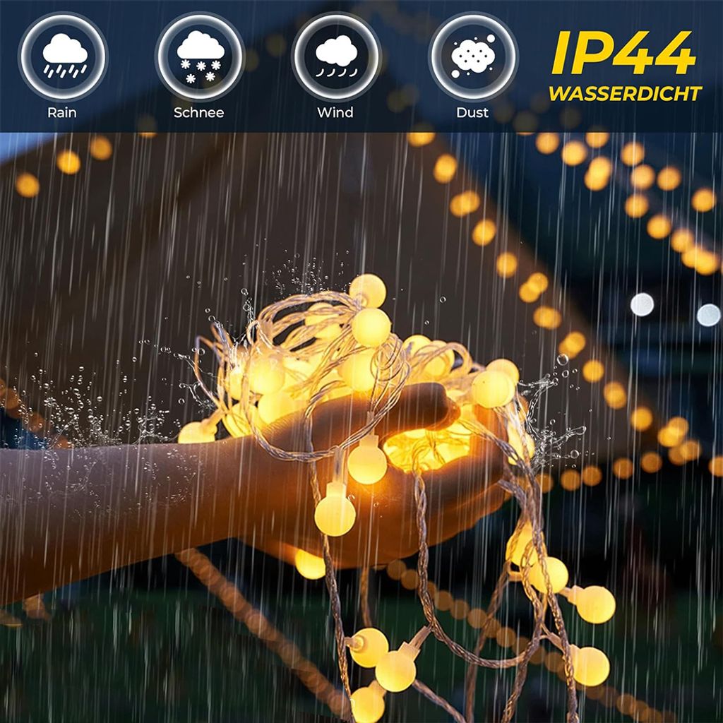 Ollny Solar Lichterkette 5m Ollny Solar Lichterkette Außen 5m 30 LED – Warmweiß, IP65, 8 Modi, Memory-Funktion, Für Garten & Balkon