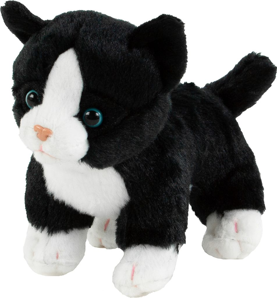 Kuscheltier Katze schwarz-weiß 14 cm Stoffkatze