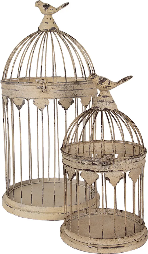 Lot de 2 Grandes Cages Décoratives Vintage en Métal pour Salon et Jardin