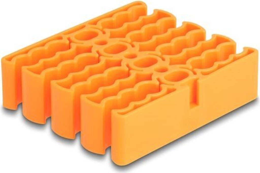 DELOCK Kabel-Organizer mit 24 Kabeleinführungen orange