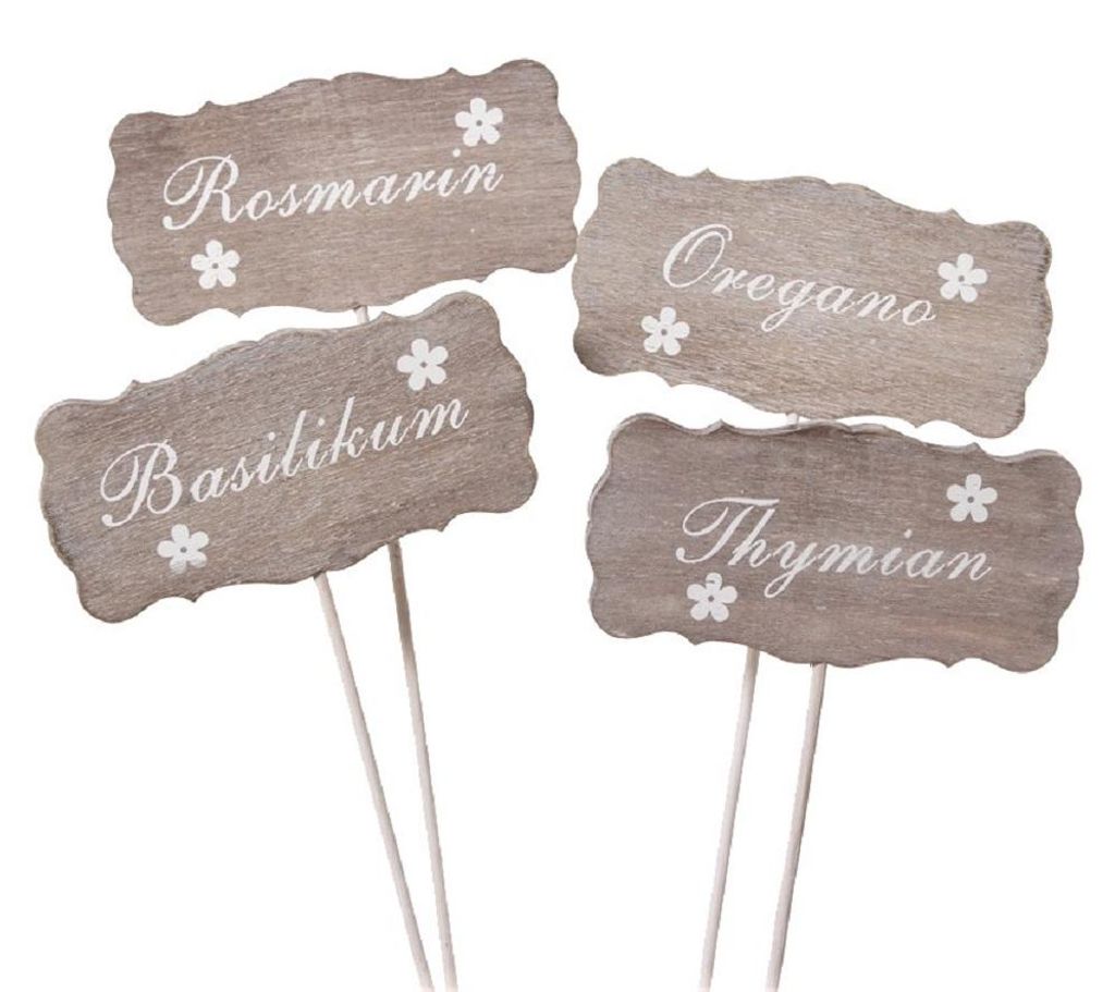 Kräuterstecker aus Holz. 4 x Stecker Pflanzenschild Kräuterschild 28cm